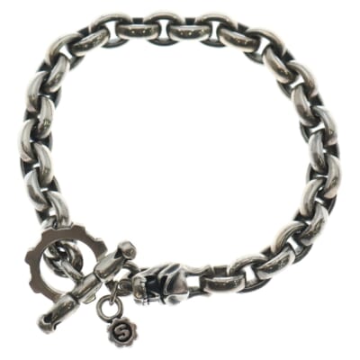 ラージプレーンリンク W/タイニースカルブレスレット アクセサリー シルバー Bランク