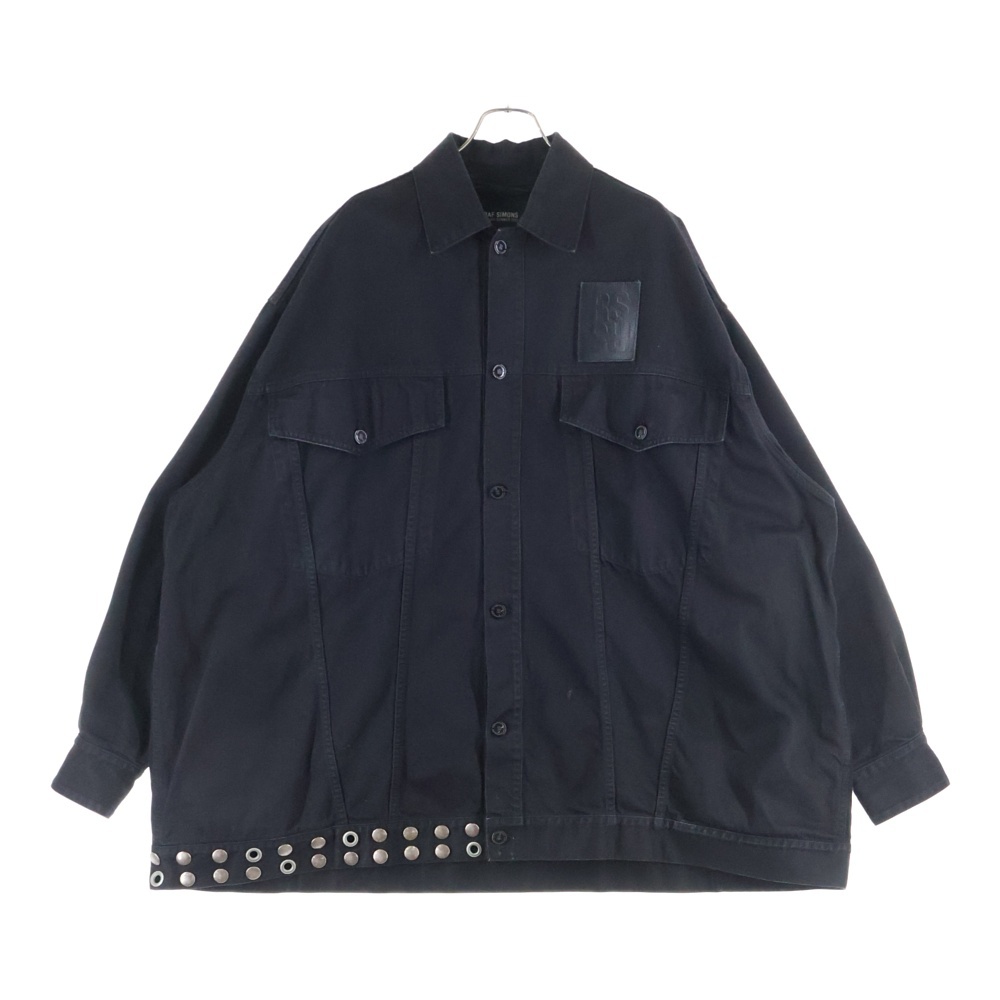 Big fit jacket with leather fringes and studs レザーフリンジ&スタッズ デニムジャケット 231-725 ブラック Bランク