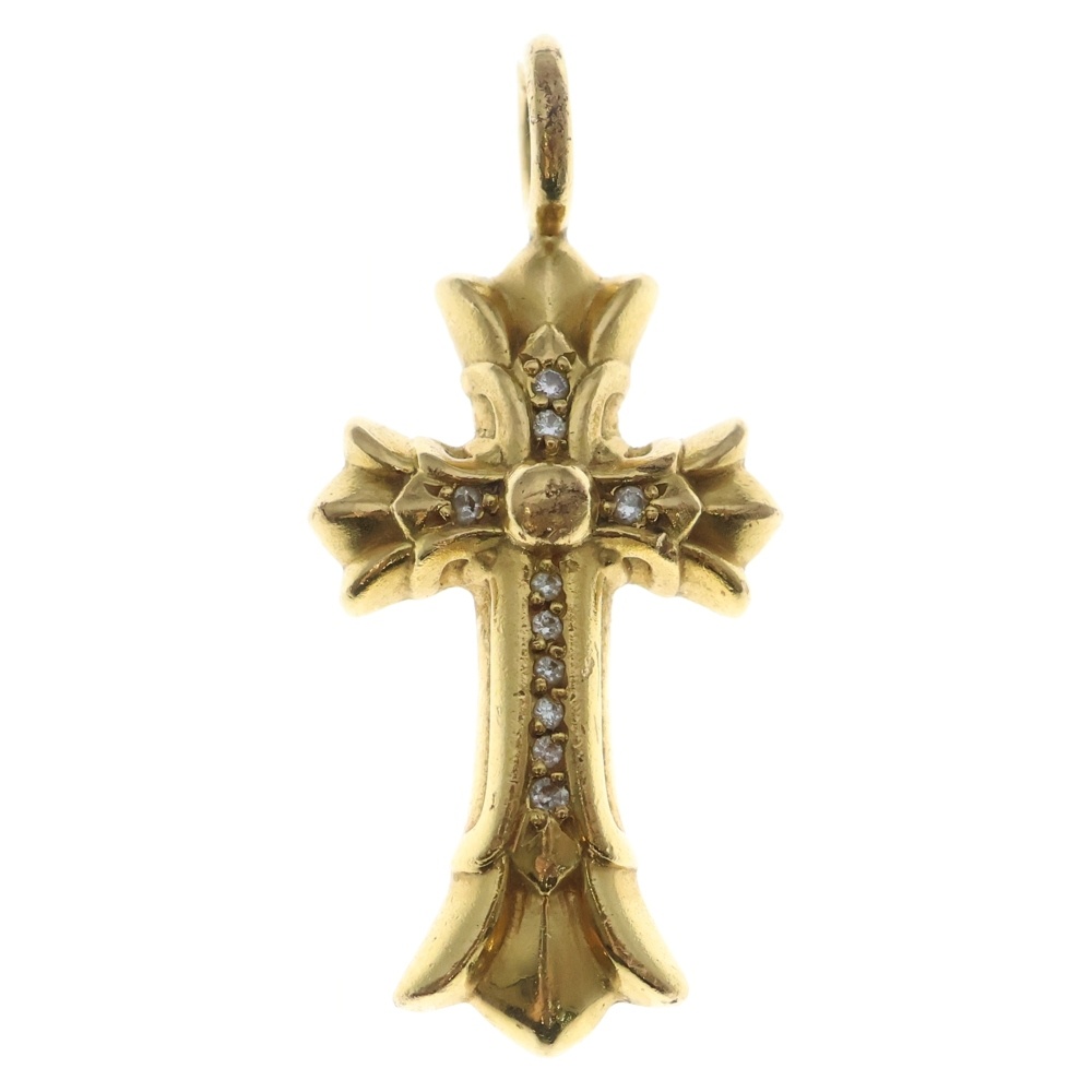 22K DBL CH CRS P/DIA ダブルCHクロスチャーム PAVEダイヤ ペンダントトップ ゴールド BCA029 Bランク