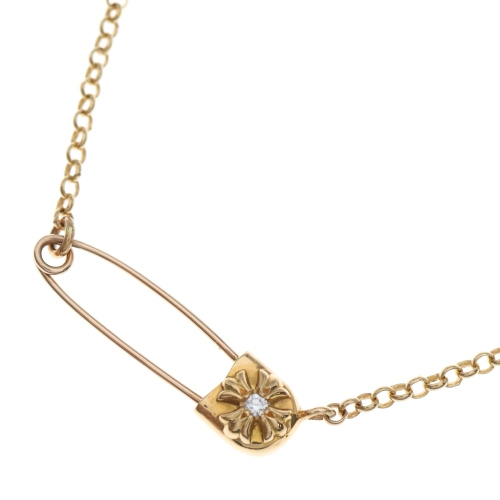 クロムハーツ 22K SAFETY PIN R18 1DIAセーフティピンロールチェーン 1