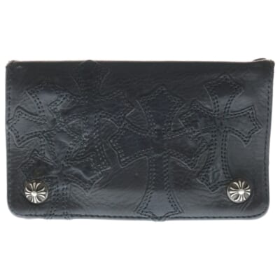 (極美品)大人気、クロムハーツ、長財布、ラウンドジップ、クロスパッチ、人気色、黒 CHROME HEARTS クロムハーツ REC F ZIP ウォレット 長財布 ラウンド