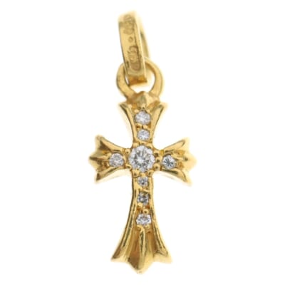 22K CRS BBYFAT P/DIA ベイビーファットクロス PAVEアフターダイヤ ペンダントトップ ゴールド Bランク