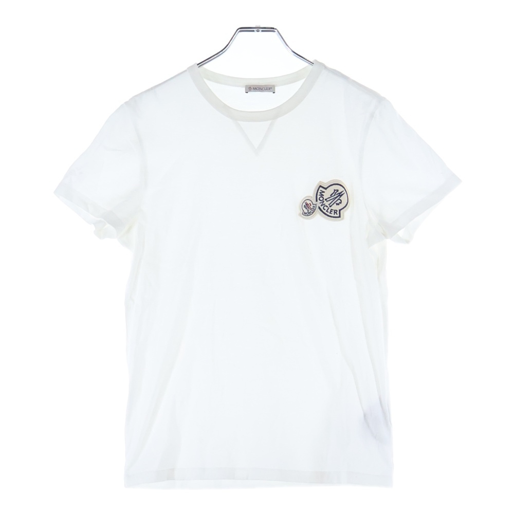 ダブルロゴパッチ クルーネック半袖Tシャツカットソー ホワイト F20918C78100 Bランク