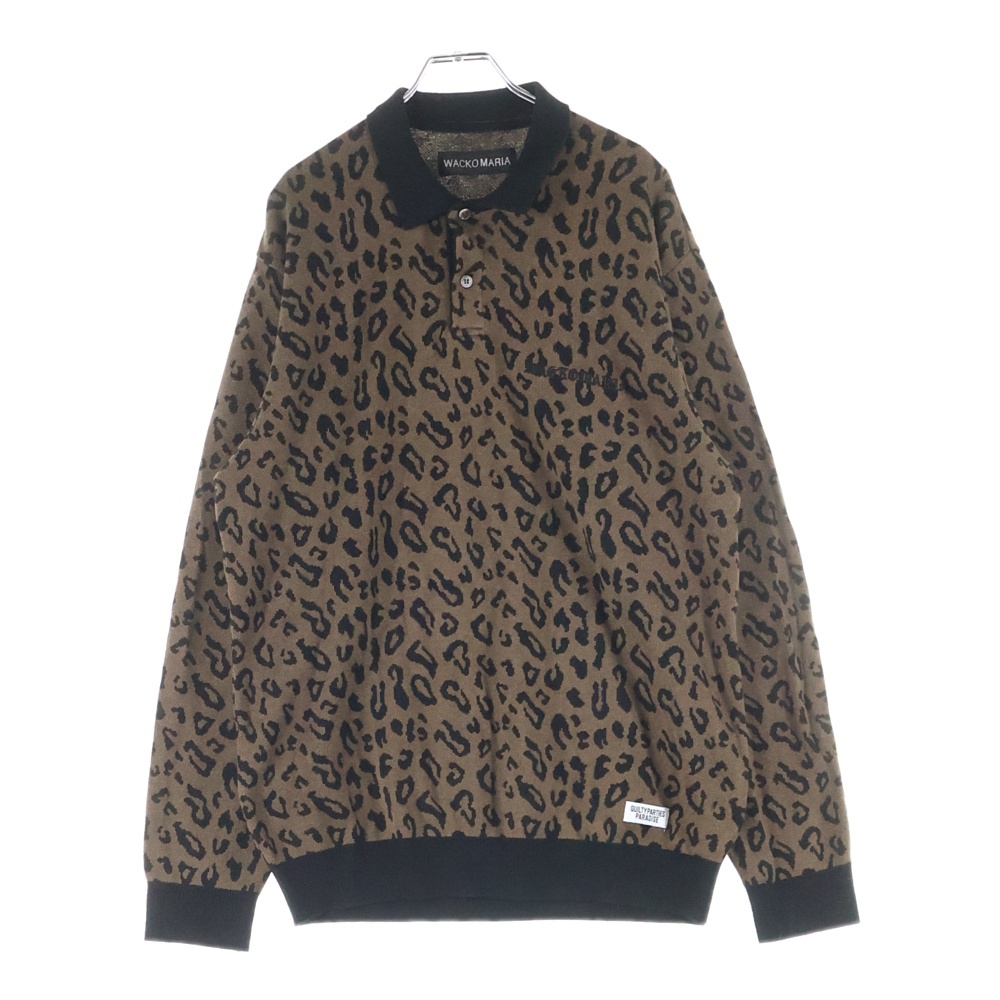 24AW LEOPARD KNIT POLO SHIRT 24FW-WMK-KN13 レオパード ニット長袖ポロシャツ ブラウン Aランク