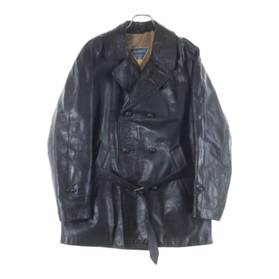 60s Monguzzi Milano ユーロ くるみボタン レザー カーコート Bランク