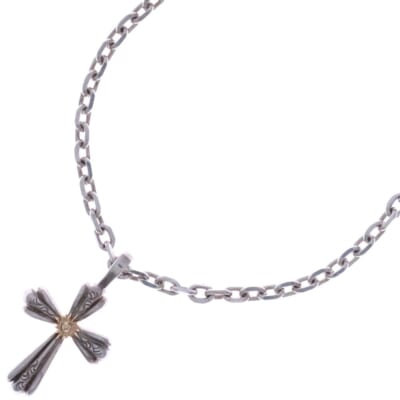 18Kメタル クロスモチーフ ネックレス シルバー/ゴールド T-4b Bランク