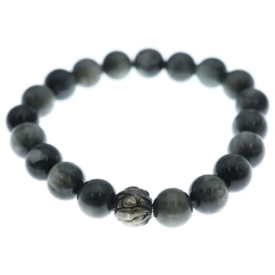 エンボスドネストビード イーグルアイ ストーンブレスレット グレー MFSB-0003-EE-L Bランク