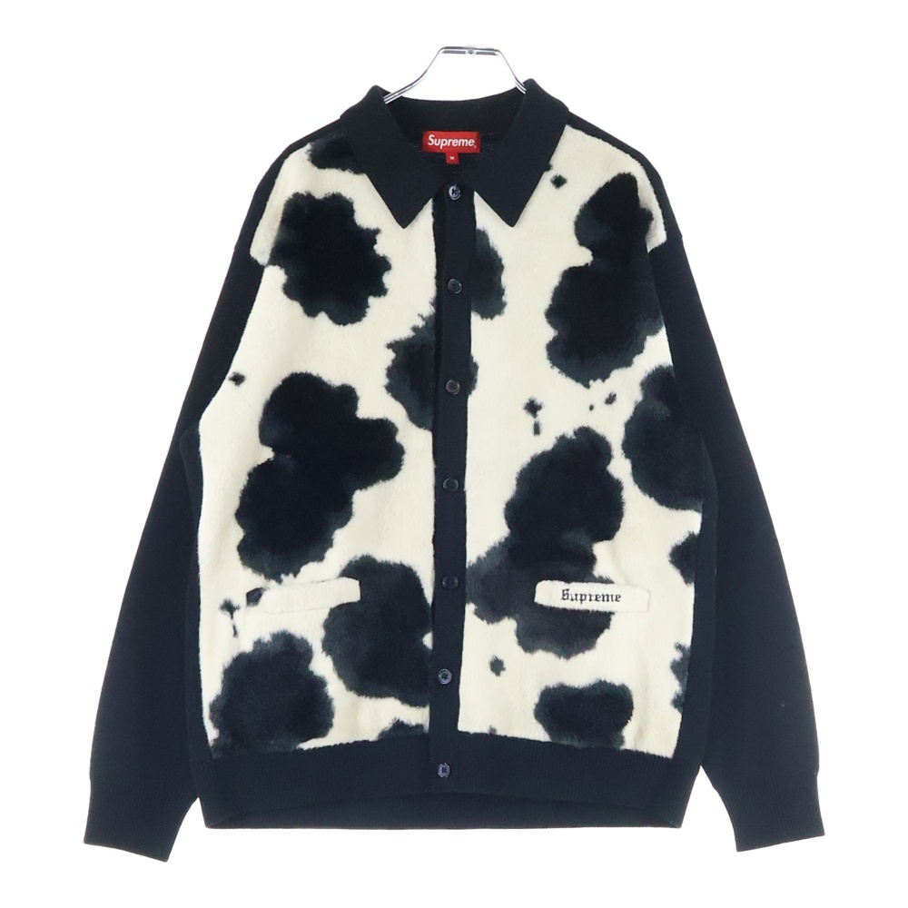 21AW COW PRINT CARDIGAN ホルスタイン 切替 カーディガン ブラック Bランク