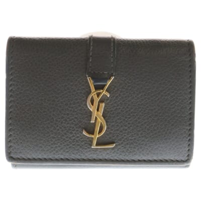 YSLライン オリガミ タイニーレザーウォレット 620287 グレー Bランク