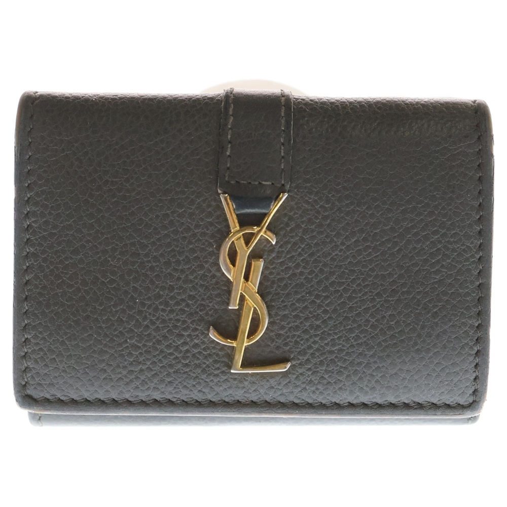YSLライン オリガミ タイニーレザーウォレット 620287 グレー Bランク