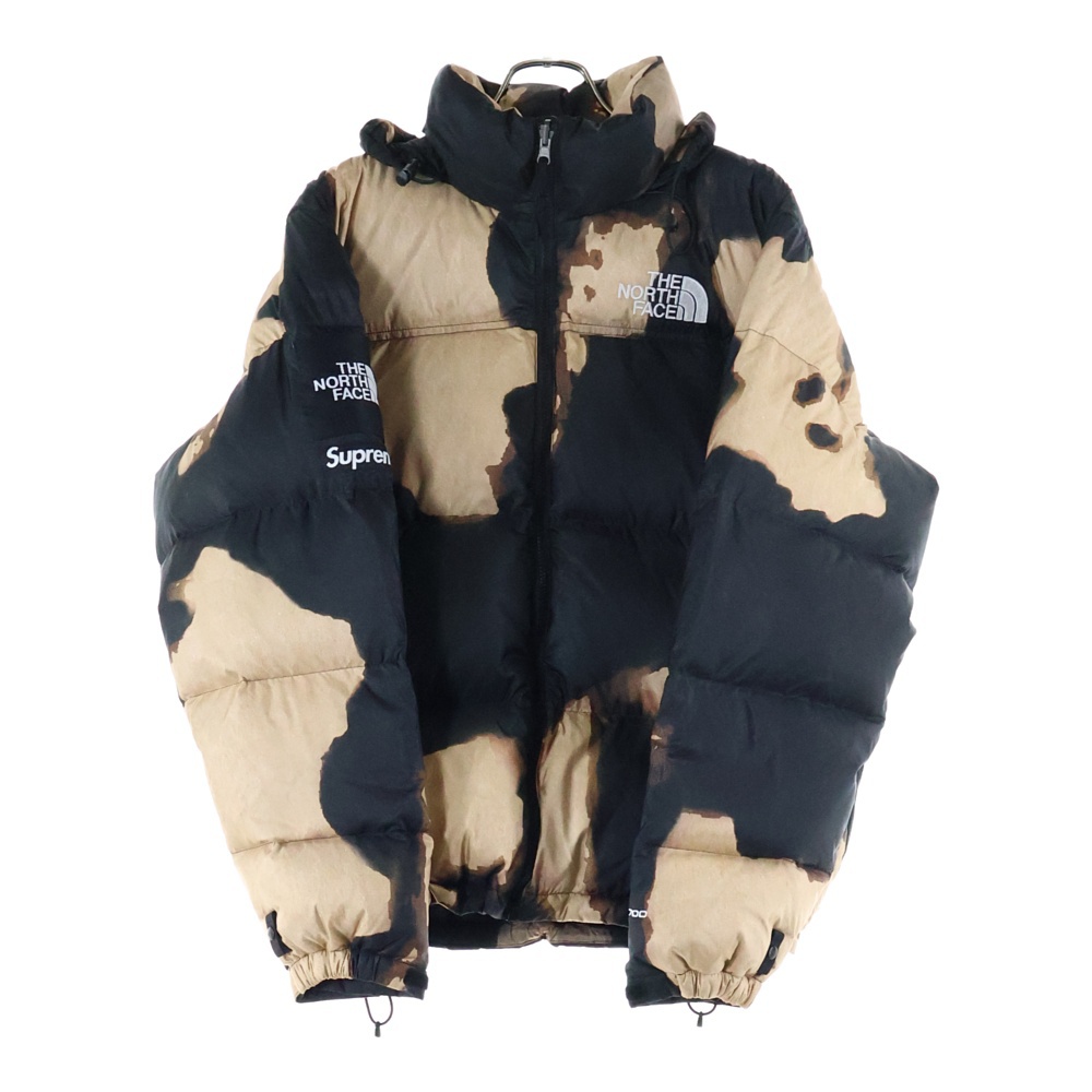 21AW ×The North Face Bleached Denim Print Nuptse Jacket ザノースフェイス ブリーチド デニムプリント ヌプシ ダウンジャケット ブラック ND521001 Bランク