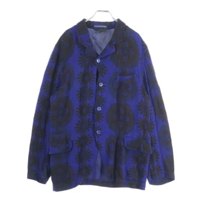 04AW フラワー総柄 4B レーヨン シャツジャケット PO-J078 ブルー Bランク