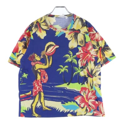 02SS ハワイアン クルーネック半袖Tシャツ WI-T039 マルチ Bランク