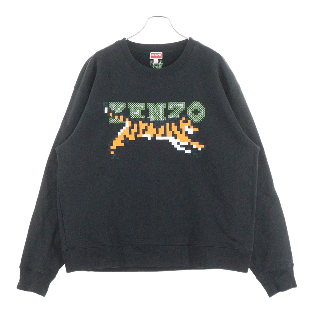 23SS PIXEL TIGER CREW NECK SWEAT ピクセルタイガー クルーネック スウェットトレーナー ブラック FD55SW5004ME Bランク