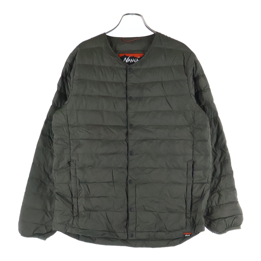 ×WILD-1 LIGHT DOWN JACKET ワイルドワン ノーカラー ライト ダウンジャケット カーキ Bランク