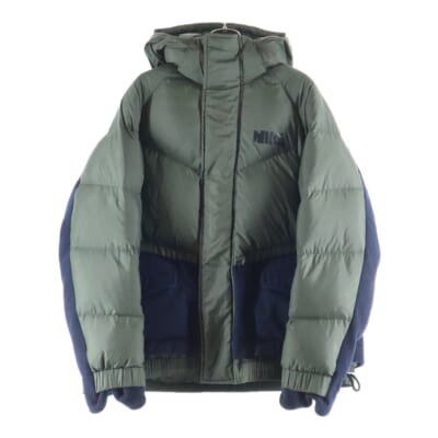 20AW ×NIKE Docking Down Jacket ナイキ ドッキング ナイロン ウール ダウンジャケット パーカー カーキ/ネイビー CT3269-355 Bランク