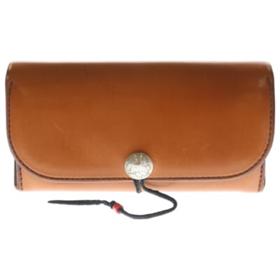 コンチョ付き レザー ロングウォレット 二つ折り長財布 ブラウン Bランク