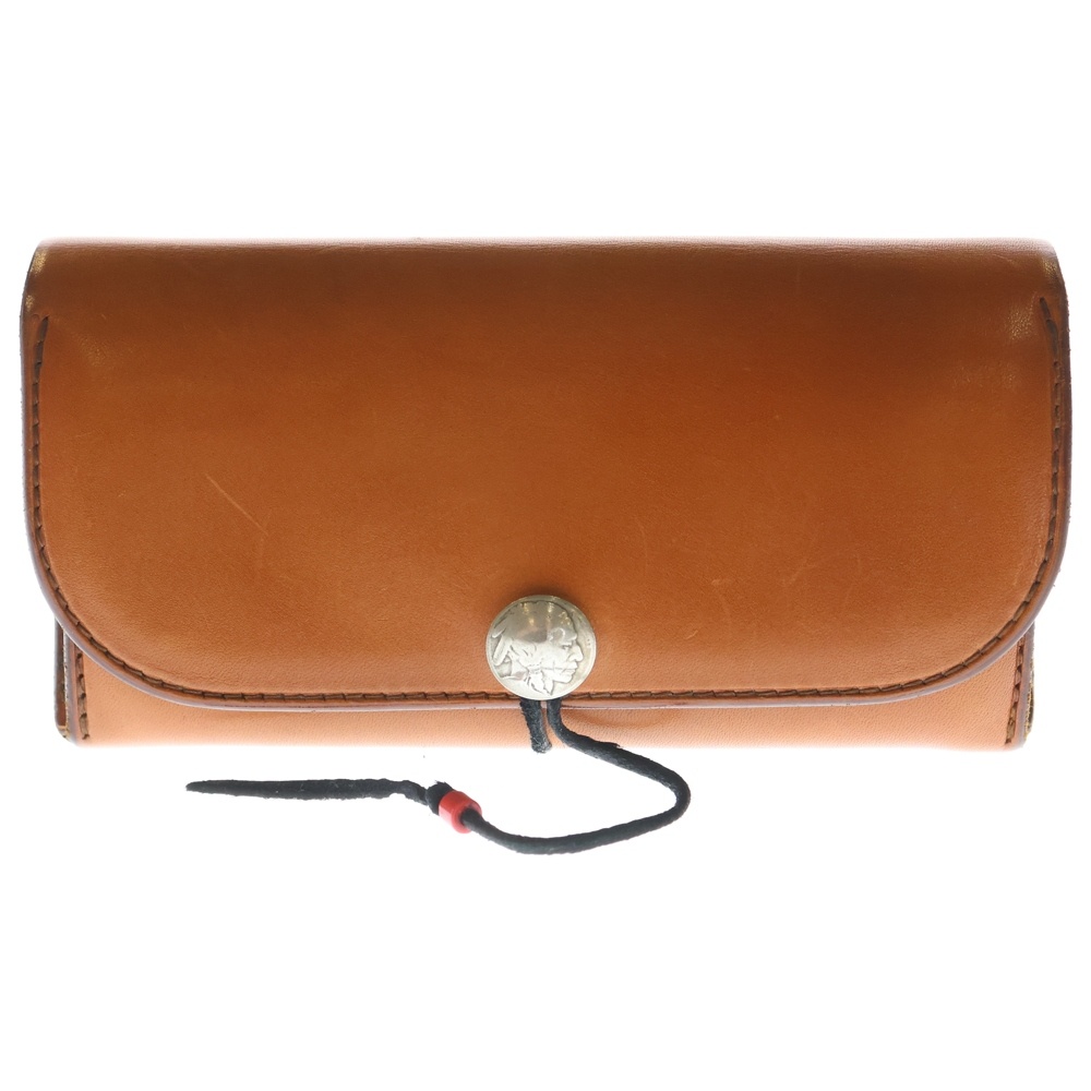 コンチョ付き レザー ロングウォレット 二つ折り長財布 ブラウン Bランク