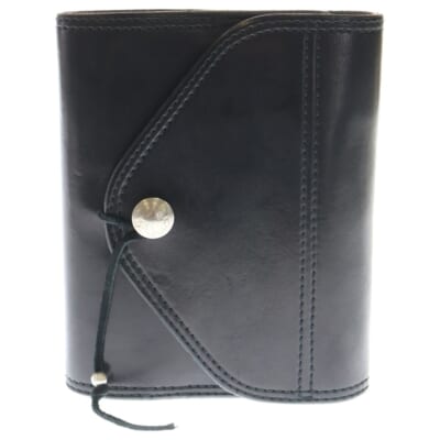 コンチョ付き サドルレザー 手帳カバー ブラック Bランク