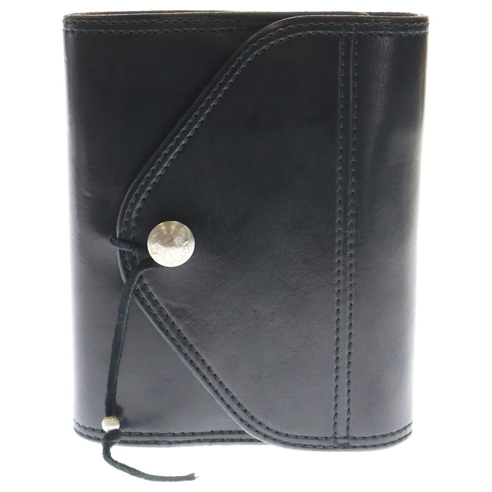 コンチョ付き サドルレザー 手帳カバー ブラック Bランク