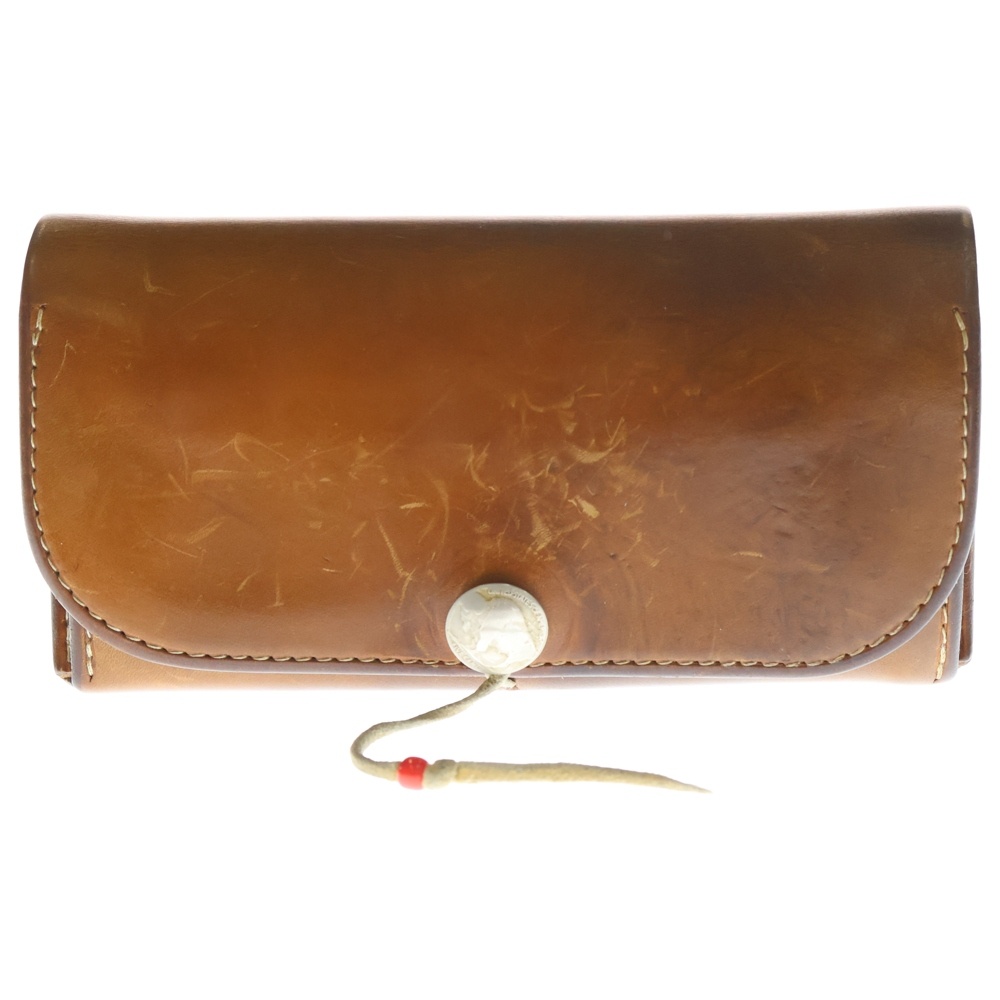 コンチョ付き レザーウォレット 二つ折り長財布 ブラウン Bランク