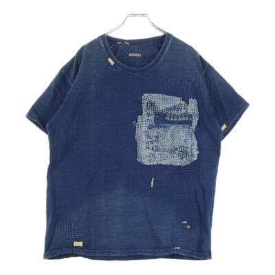 BORO 刺し子ポケット クルーネック 半袖Tシャツ カットソー インディゴ Bランク
