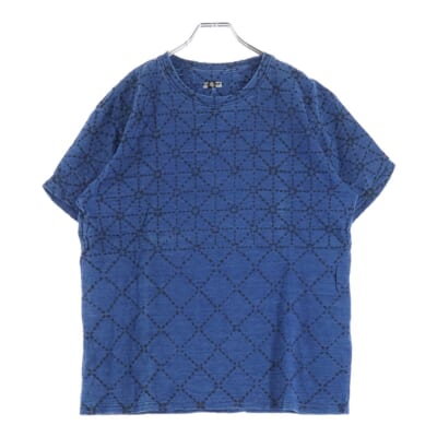 BORO 道着 刺し子 天竺 クルーネック 半袖Tシャツ カットソー インディゴ K0R708SC06 Bランク
