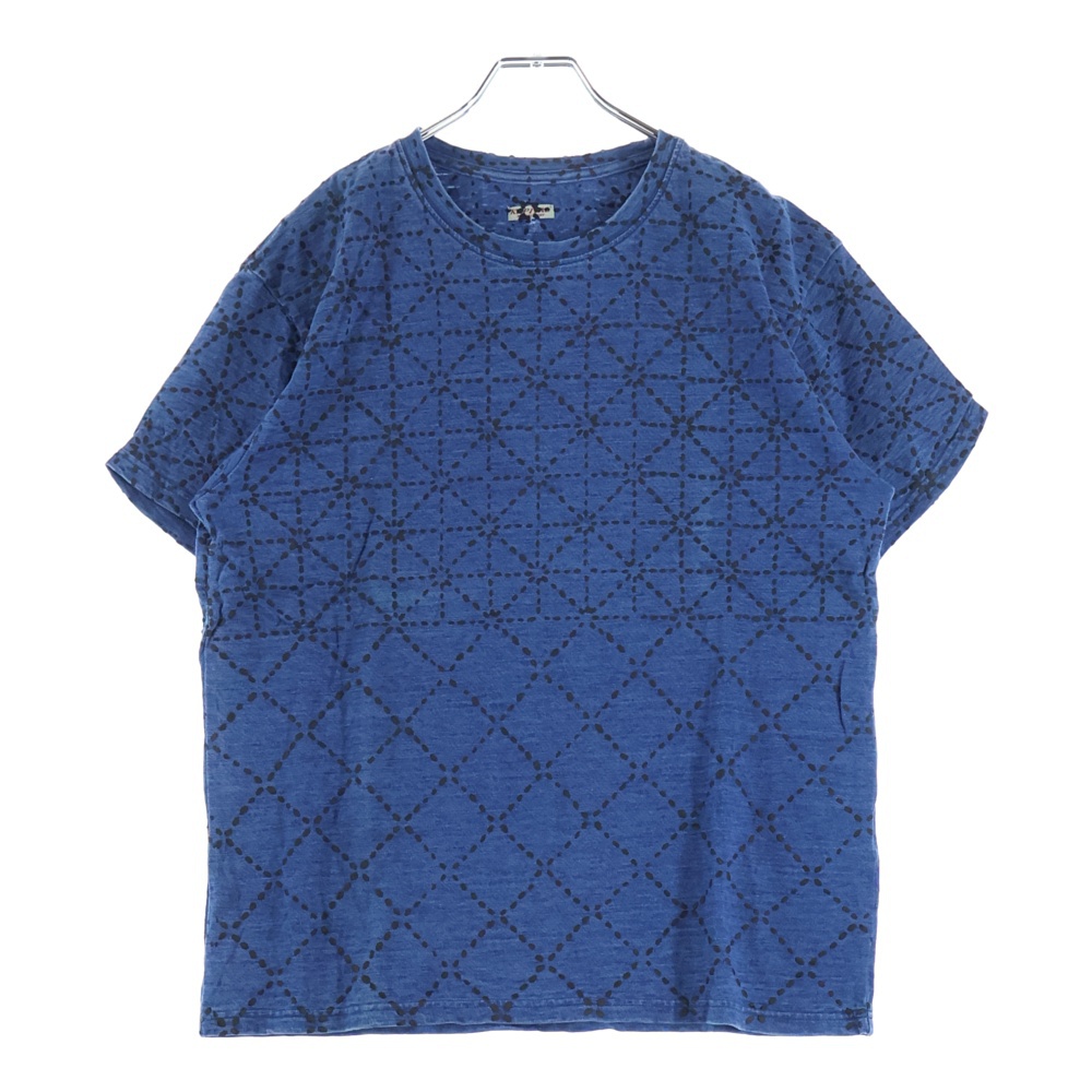 BORO 道着 刺し子 天竺 クルーネック 半袖Tシャツ カットソー インディゴ K0R708SC06 Bランク