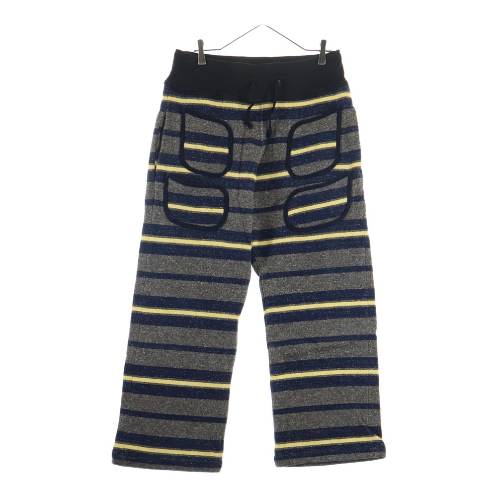 ビーチ裏毛 ボーダー柄 スウェットパンツ ブラウン/ネイビー/イエロー Bランク