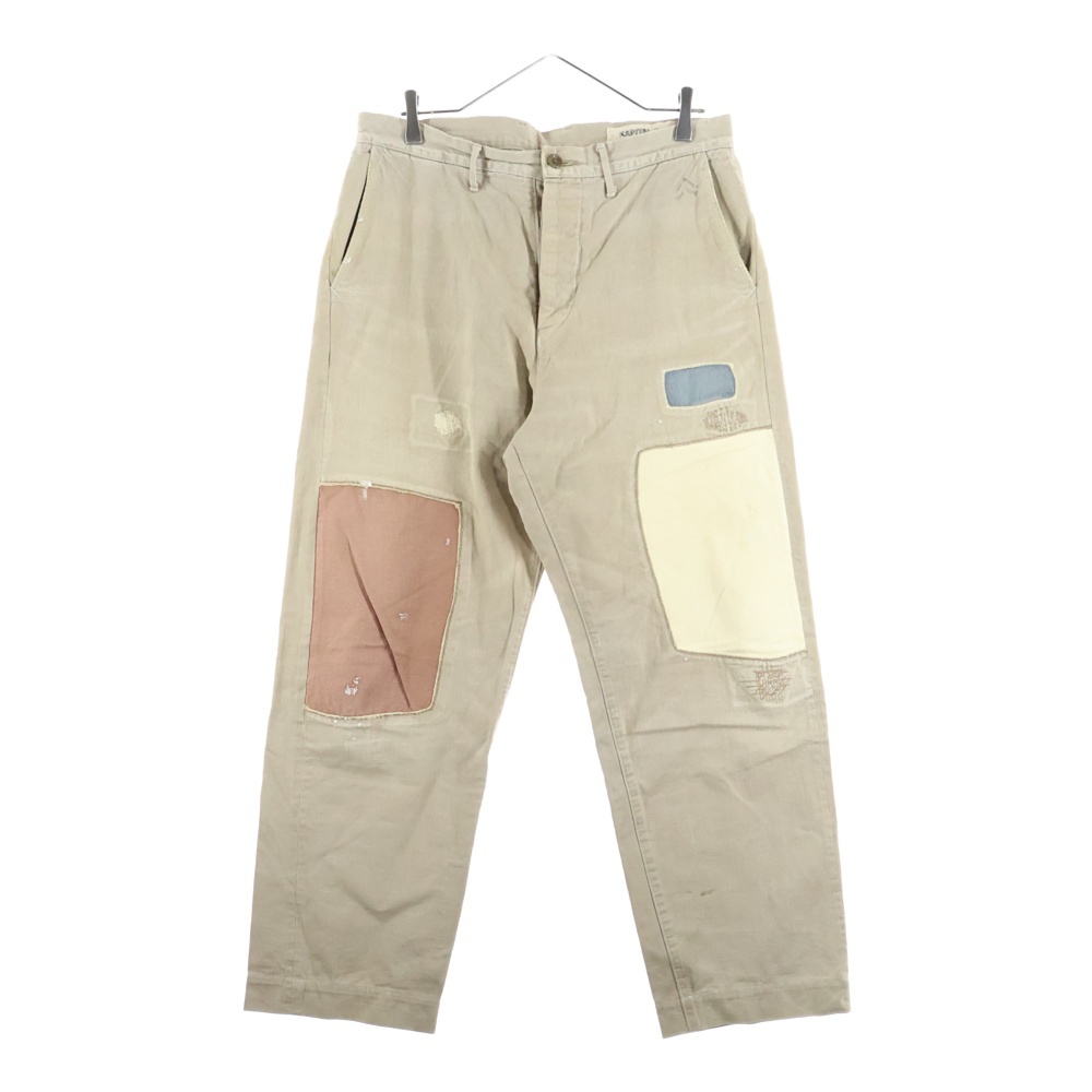 ヴィンテージ加工 刺繍子 パッチワーク チノパンツ ベージュ Bランク