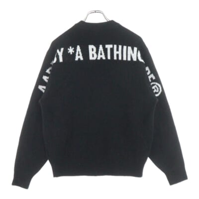 ZIP UP KNIT CARDIGAN ロゴ刺繍 ジップアップ アクリルニット カーディガン ブラック AAPKNMB384XXN Bランク