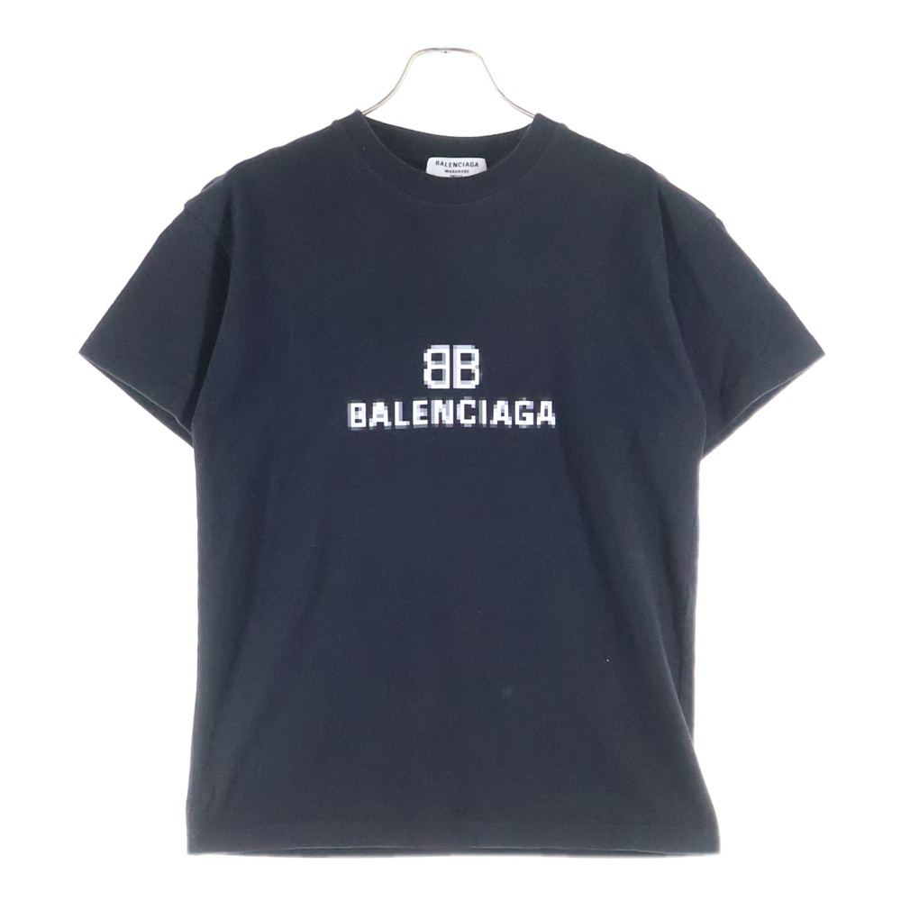 21SS BLCG BB PIXEL MEDIUM FIT T-SHIRT モザイク ピクセルロゴプリント クルーネック 半袖Tシャツ ブラック 612965 TKVI7 Bランク