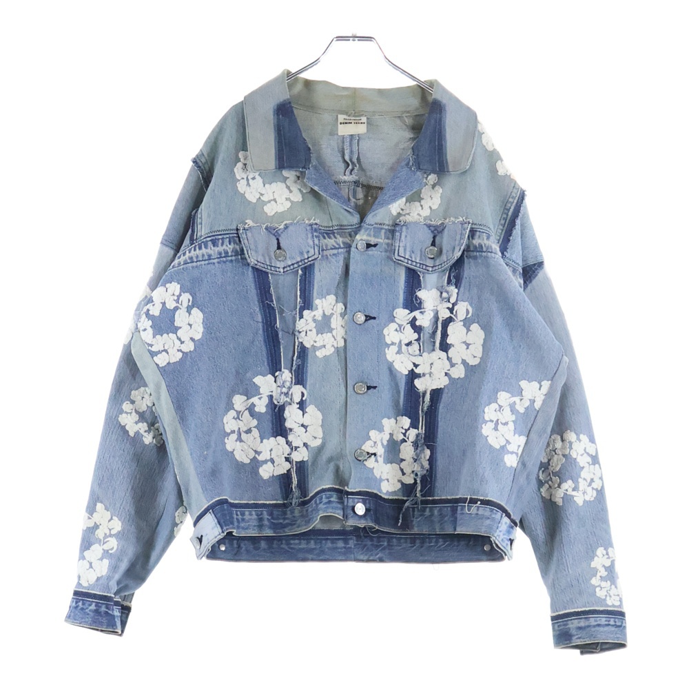 23SS ×READY MADE CTN WREATH TRK レディーメイド ヴィンテージ加工 フラワー刺繍 デニム トラッカージャケット インディゴ RE-DT-BL-00-00-14 Bランク
