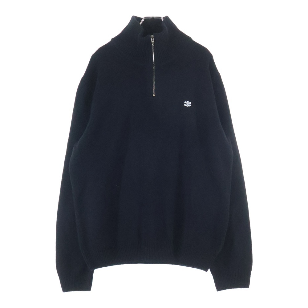 トリオンフ刺繍 ハーフジップウールセーター ジップセーター ブラック 2ADBH048T Aランク