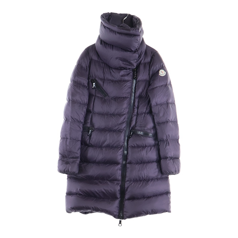 FLEURS フルール ワッペンロゴ スタンドカラー ジップアップ ダウン ロング ジャケット コート パープル レディース 32093499460553048 Bランク