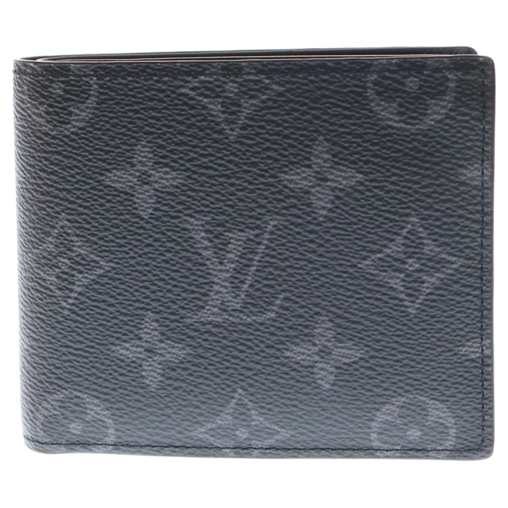 モノグラム エクリプス ポルトフォイユ・マルコ NM 二つ折り財布 カードケース ブラック ノワール レザー N62545 Aランク