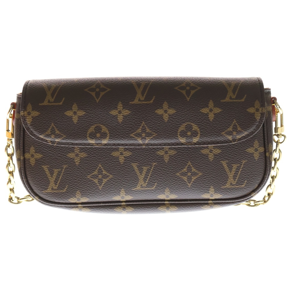 モノグラム ウォレット オン チェーン・アイビー ショルダーバッグ ブラウン レザー×PVC M81911 ゴールド金具 Aランク