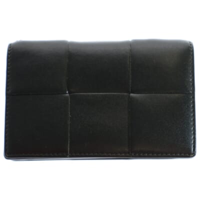 カセット ビジネスカードケース ウォレット 二つ折り財布 名刺入れ ブラック レザー Bランク