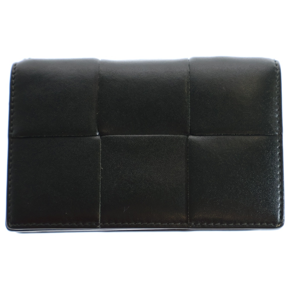 カセット ビジネスカードケース ウォレット 二つ折り財布 名刺入れ ブラック レザー Bランク
