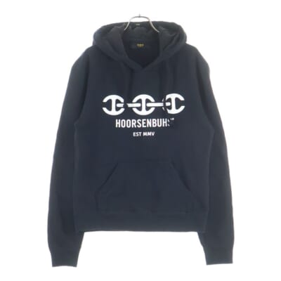 ロゴプリント プルオーバーパーカー ブラック Bランク