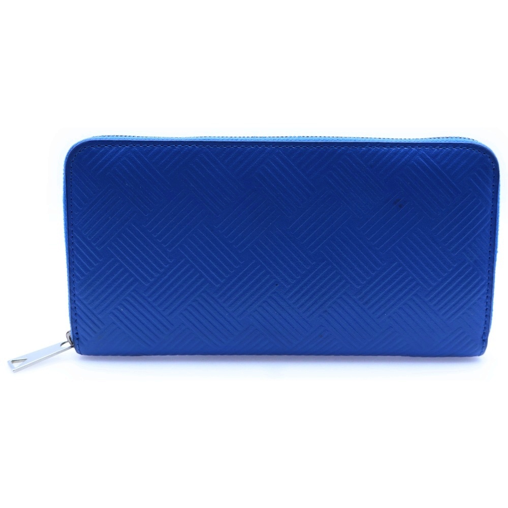 デボスイントレチャート ラウンドファスナー スタンプド レザー ウォレット 財布 ブルー 593217 V0SQ1 Bランク