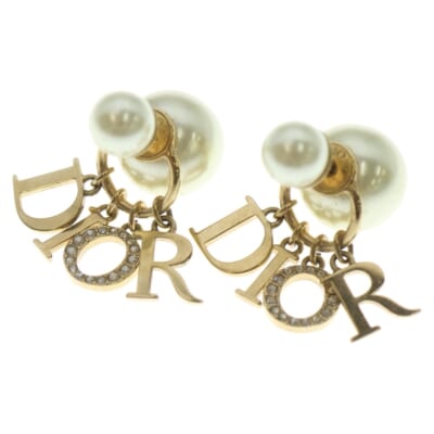 CDロゴ パール付ピアス ゴールド GP Bランク