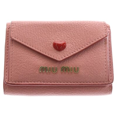 マドラス ラブレター コンパクトウォレット 三つ折り財布 コインケース ピンク レザー ゴールド金具 Bランク