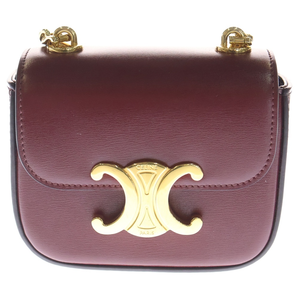 トリオンフ チェーンショルダーバッグ ミニ ボルドー レザー Aランク