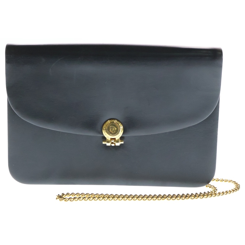 クリスチャンディオール チェーン ショルダー バック ブラック レザー