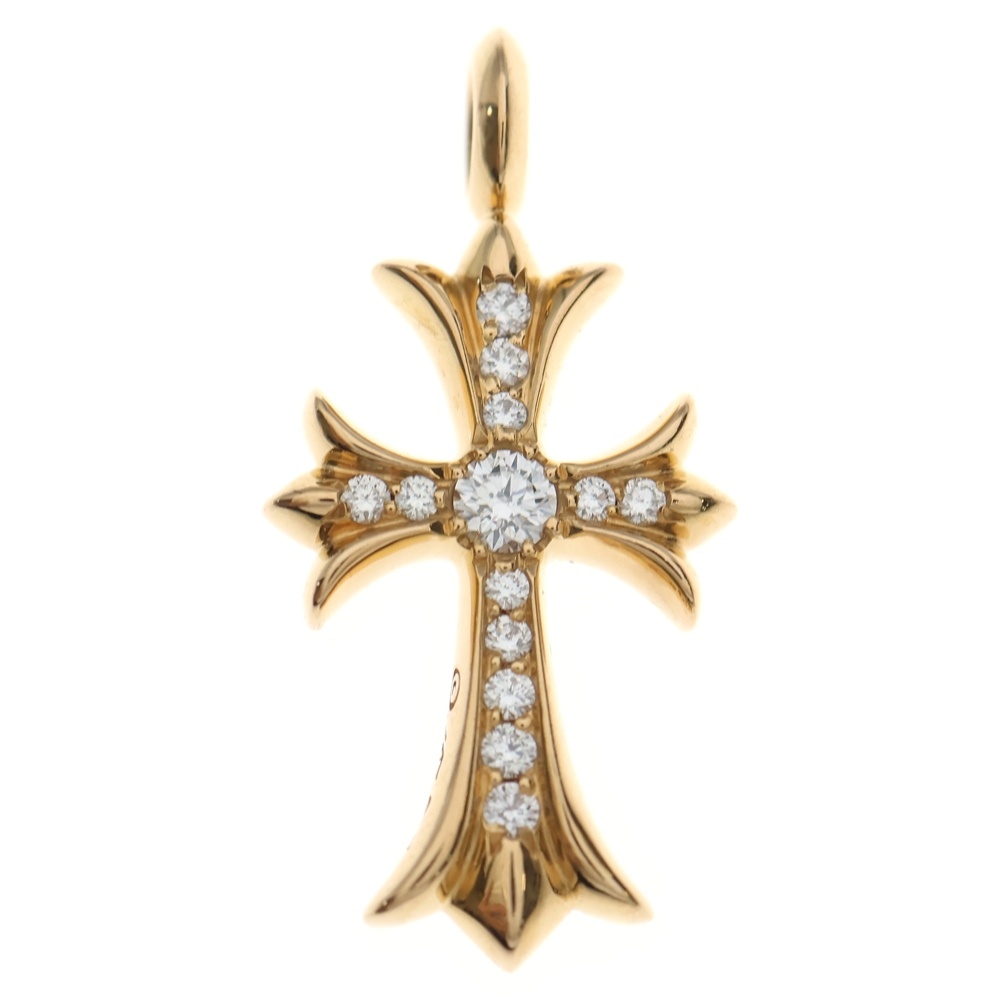 22K TNY CRSF P/DIA タイニーファットクロス PAVEダイヤ ペンダントトップ ゴールド BCA033 Aランク