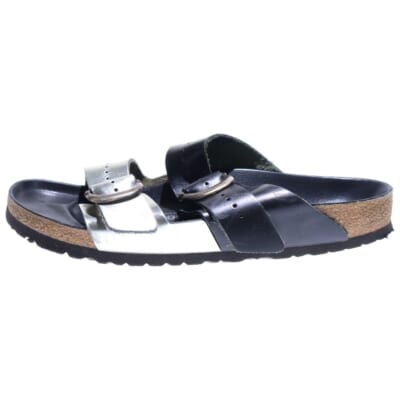 ×Rick Owens ×BIRKENSTOCK ARIZONA ×リックオウエンス ×ビルケンシュトック アリゾナ ガンスリンガーレザーサンダル ブラック/シルバー Bランク