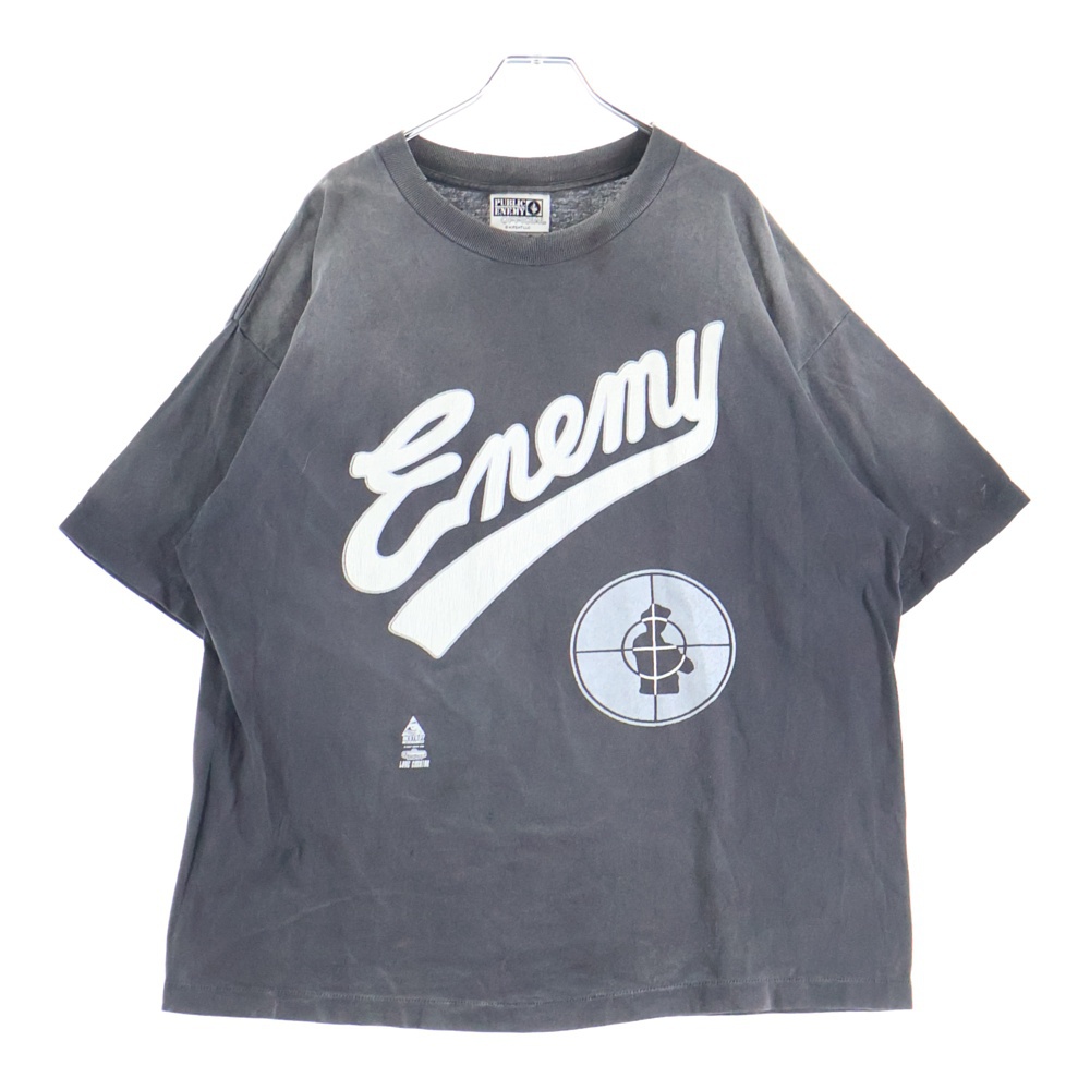 24AW×PUBLIC ENEMY SNT ENEMY SS TEE パブリックエネミー ヴィンテージ加工プリント半袖Tシャツ SM-YS1-0000-C18 ブラック Bランク