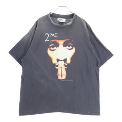 25SS×2PAC 2PC SS TEE トゥパック ヴィンテージ加工プリント半袖Tシャツ SM-HR8-0000-C14 ブラック Bランク