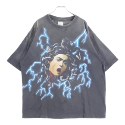 24AW SS TEE MEDUSA メドゥーサ ヴィンテージ加工プリント半袖Tシャツ SM-YS1-0000-002 ブラック Bランク